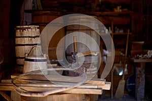 manufacture of wooden barrels in the factory