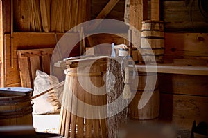 manufacture of wooden barrels in the factory