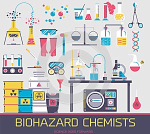 Manufacturing of biohazard chemical agents clipart.