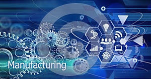 Manufacturing concept, Innovation Computer Data Cogs Technology,Training,background