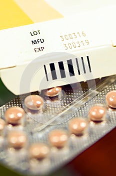 Manufacturing date and expiry date on some pharmaceutical packaging.