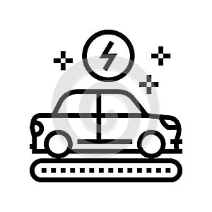 manufacturing electric car line icon vector illustration