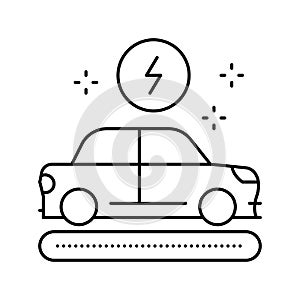 manufacturing electric car line icon vector illustration