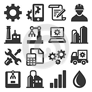Manufacturing and Engineering Icons Set. Vector