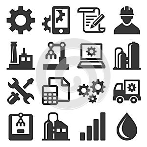 Manufacturing and Engineering Icons Set. Vector photo