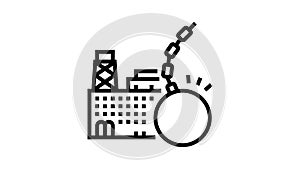 manufacturing factory demolitions line icon animation