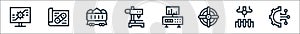 Manufacturing line icons. linear set. quality vector line set such as settings, manufacturing, valve, control panel, drilling photo