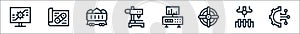 Manufacturing line icons. linear set. quality vector line set such as settings, manufacturing, valve, control panel, drilling photo