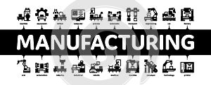 Manufacturing Process Minimal Infographic Banner Vector