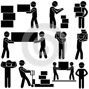 Manufacturing Process. Stick Figure Pictogram Icon