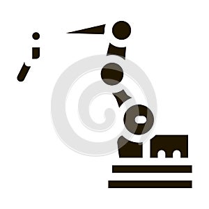 manufacturing robotic arm icon Vector Glyph Illustration