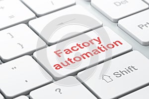 Manufacuring concept: Factory Automation on computer keyboard background