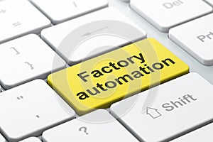 Manufacuring concept: Factory Automation on computer keyboard background