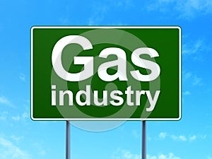 Manufacuring concept: Gas Industry on road sign background