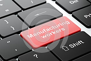 Manufacuring concept: Manufacturing Workers on computer keyboard background