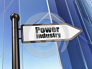 Manufacuring concept: sign Power Industry on Building background