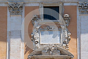 Manuscript on the Wall of  Senatorial Palace, Piazza del Campidoglio, Rome, Italy photo