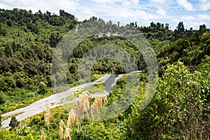 Manuwautu Scenic Route through the Oroua River gorge in New Zealand