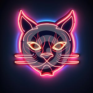 Manx. Neon outline icon with a light effect