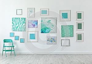 Many abstract mint paintings photo