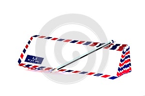 Many air mail letter on the white background.