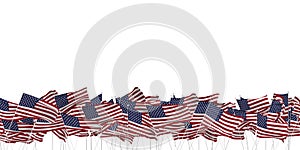 many american flags on white background