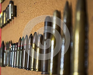 Many ammunition bullets pattern background