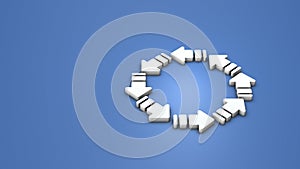 Many arrows follow other arrows and connect in a ring. Abstract concept representing reincarnation. photo