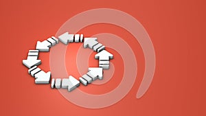 Many arrows follow other arrows and connect in a ring. Abstract concept representing reincarnation. photo