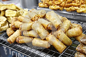 Many asian springroll fried