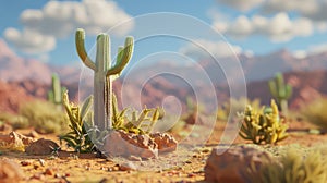 Many beautiful cacti in nature. Selective focus.