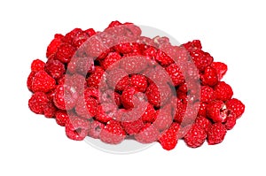Many berries of bright red raspberry isolated