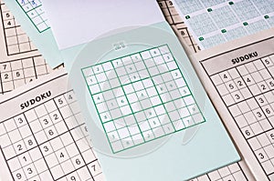 Many blank sudoku crosswords. Popular logic game with numbers