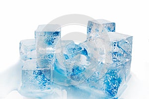 Many blocks of blue ice