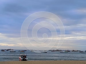 Many boat on the sea