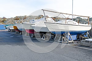 Many boat on storage for the winter