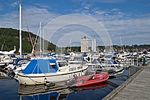 Many boats in the harbor