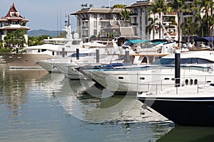 Many boats on sea