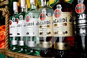 Many bottles of rum `BACARDI`