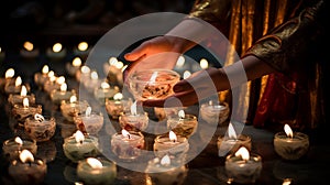 Many bright candles illuminate and guide through devotional prayers.AI Generated