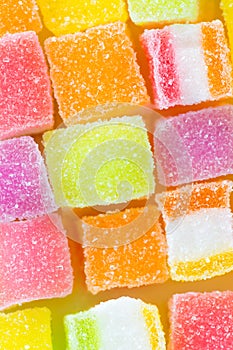 Many bright color jelly candies.