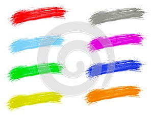 Many brush stroke colors isolated white background