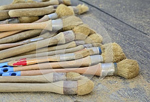 Many brushes for archaeological excavations photo