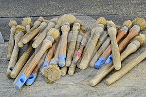 many brushes for archaeological excavations photo