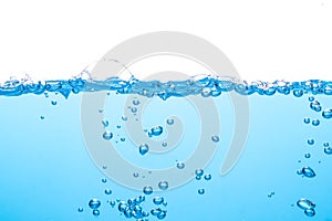 Many bubbles spread in the blue water