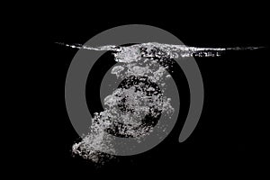 Many bubbles under the water surface,