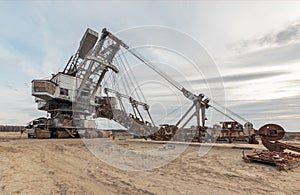 Many buckets of giant quarry excavator