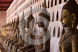 Many Buddha statues at the Wat Si Saket Temple