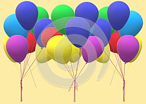 Many bunches of balloons for celebration advertisements and related