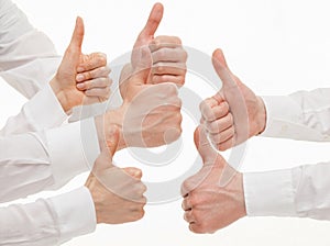 Many business people showing thumb up signs